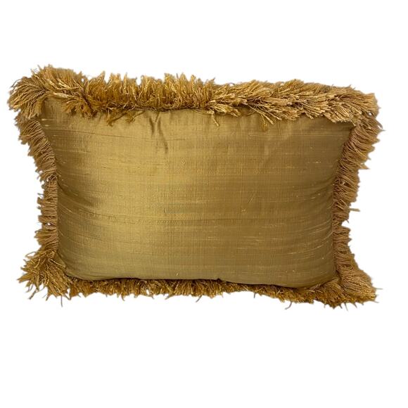 Newport Raw Silk Decorative Pillow with Fringe - Picture 1 of 10